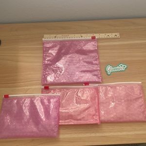 Glossier bubble wrap pouches set with spring sticker